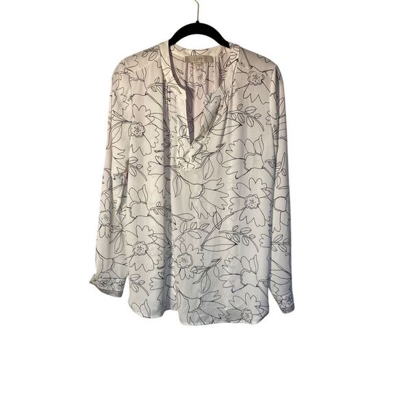 Loft Women’s Lightweight Peasant Long Sleeve Floral Blouse Size Small - Picture 2 of 5